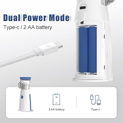 Portable Nebulizer Machine for Adults and Kids, Professional Handheld Inhaler Mist Breathing Compressor System Kit with Adjustable Cup, Adult and Kid Mask, Mouthpiece, Tubing for Home and Travel Use