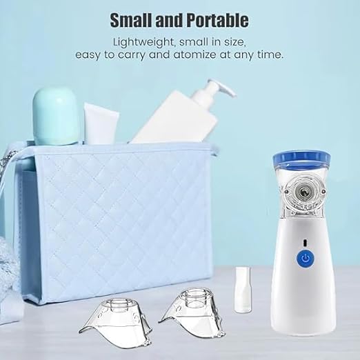 Portable Nebulizer Machine for Adults and Kids, Professional Handheld Inhaler Mist Breathing Compressor System Kit with Adjustable Cup, Adult and Kid Mask, Mouthpiece, Tubing for Home and Travel Use