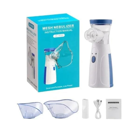 Portable Nebulizer Machine for Adults and Kids, Professional Handheld Inhaler Mist Breathing Compressor System Kit with Adjustable Cup, Adult and Kid Mask, Mouthpiece, Tubing for Home and Travel Use