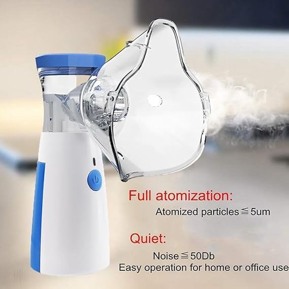 Portable Nebulizer Machine for Adults and Kids, Professional Handheld Inhaler Mist Breathing Compressor System Kit with Adjustable Cup, Adult and Kid Mask, Mouthpiece, Tubing for Home and Travel Use