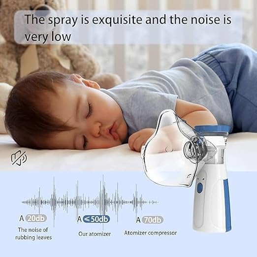 Portable Nebulizer Machine for Adults and Kids, Professional Handheld Inhaler Mist Breathing Compressor System Kit with Adjustable Cup, Adult and Kid Mask, Mouthpiece, Tubing for Home and Travel Use