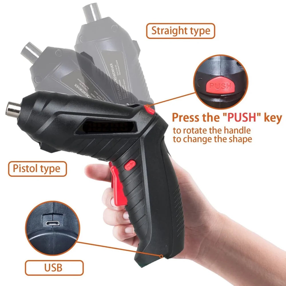 47 in 1 Electric Screwdriver Drill Set Power Tool Rechargeable Wireless Cordless